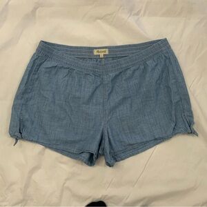 Madewell Women’s XL High Rise Chambray Pull On Shorts Blue Cotton Elastic Waist